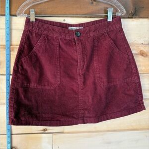 Denim&Co Wine Corduroy Mini Skirt